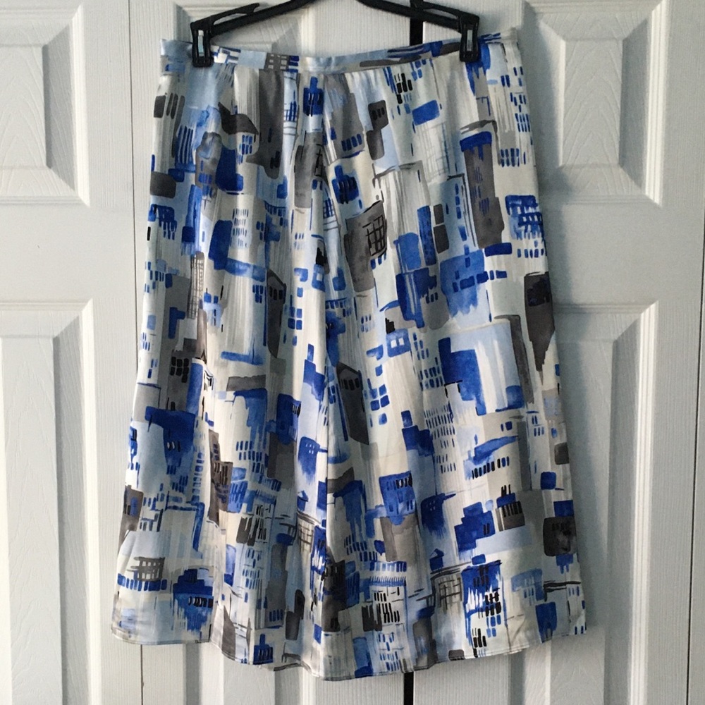 Grace Dane Lewis Blue/White Silk Skirt size 8